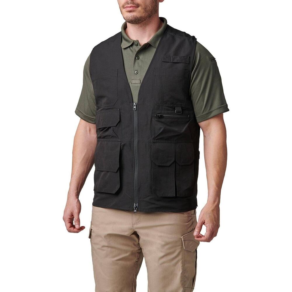 5.11 TACTICAL TACLITE PRO New Mens Sz Medium Black Zip Multi Pocket Hunting Vest - Picture 2 of 6